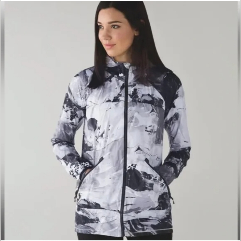 Lululemon Miss Misty Jacket II Hooded Full Zip Packable Size 4 marble